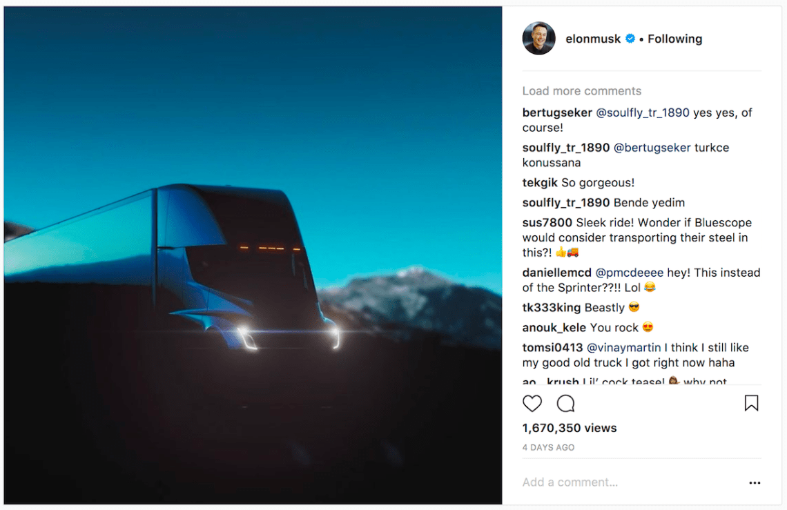 Elon Musk: Tesla Sattelschlepper video